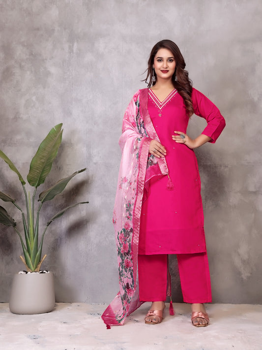 Elevate your festive wardrobe with this luxurious&nbsp; Kurta Set, beautifully crafted for weddings, festivals, sangeet, mehendi, and special celebrations. Designed in, this outfit features a flared Kurta silhouette