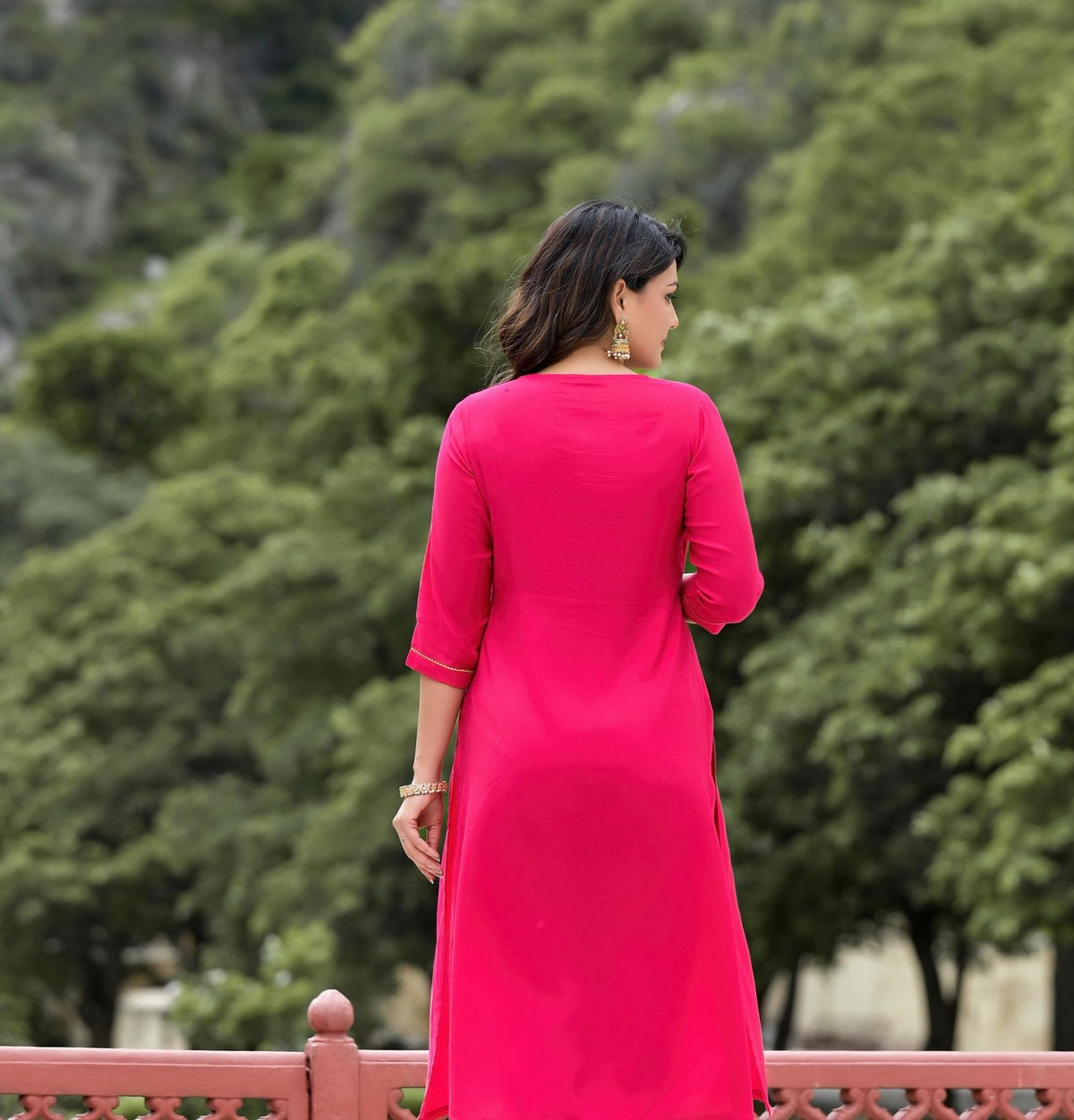 New Treaditional Roman Silk Fabric 3D Digital Duptta Embroidery Kurta Set