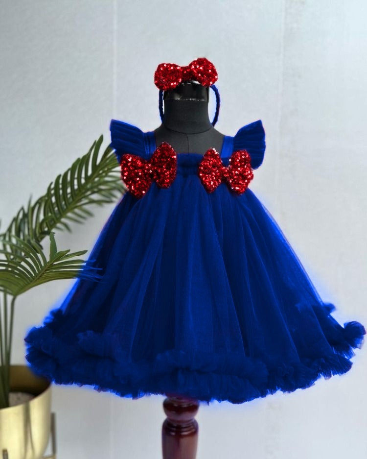 Baby Girls Knee Length Fancy Bow Frock/Dress