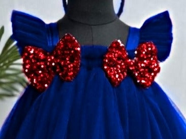 Baby Girls Knee Length Fancy Bow Frock/Dress