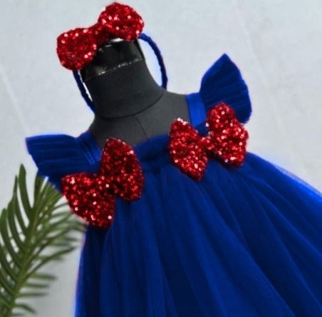 Baby Girls Knee Length Fancy Bow Frock/Dress