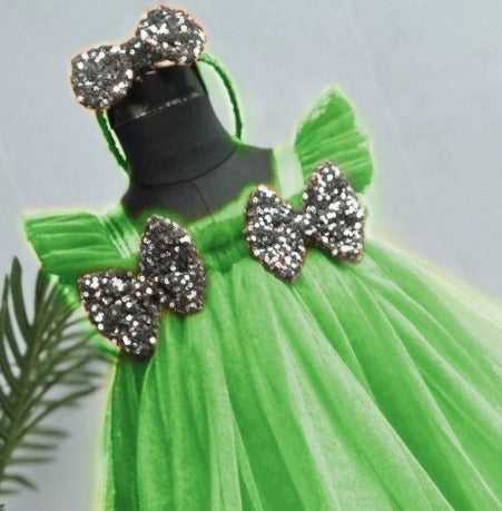 Baby Girls Knee Length Fancy Bow Frock/Dress