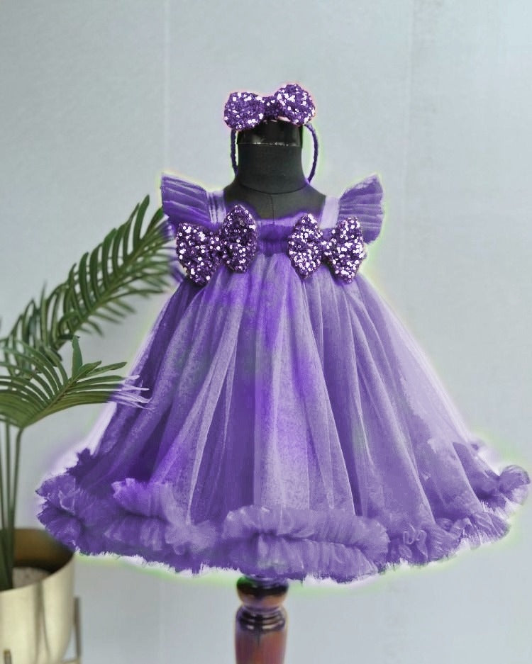 Baby Girls Knee Length Fancy Bow Frock/Dress