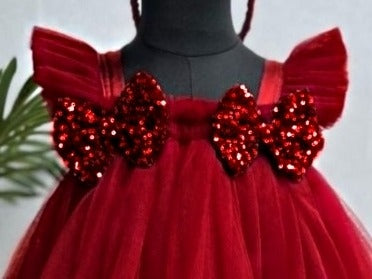 Baby Girls Knee Length Fancy Bow Frock/Dress