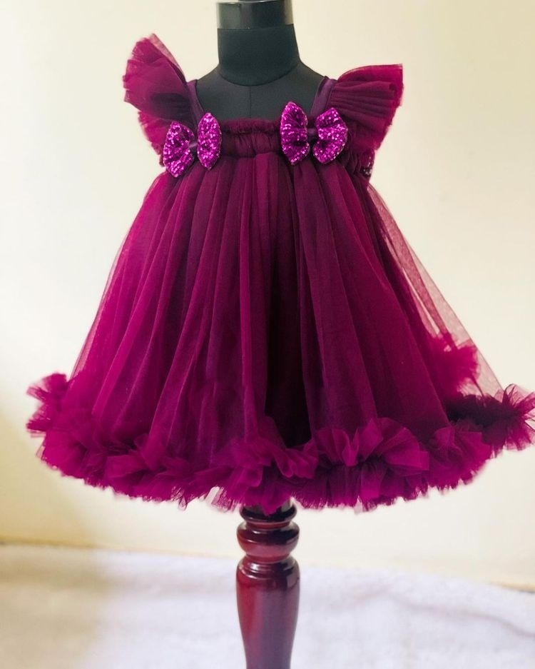 Baby Girls Knee Length Fancy Bow Frock/Dress