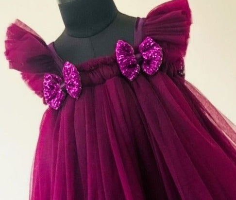 Baby Girls Knee Length Fancy Bow Frock/Dress