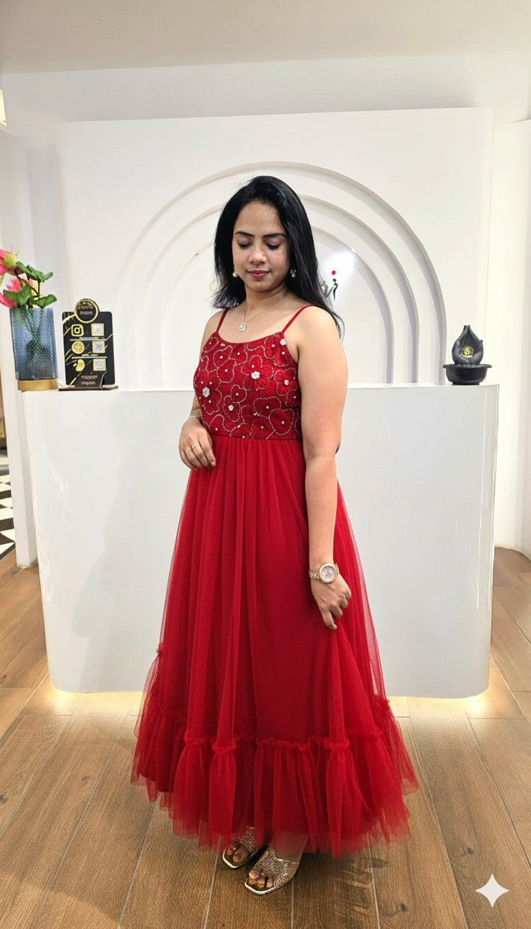 Fancy Gown Soft Net And choli hand work Very Beautifull Drees